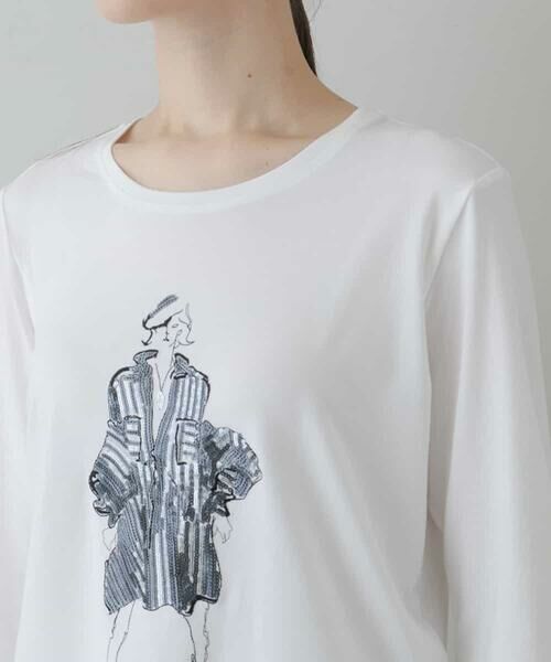 HIROKO KOSHINO / ヒロココシノ カットソー | 【洗濯機で洗える/日本製】オリジナルイラスト7分袖Tシャツ | 詳細4