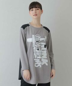 HIROKO KOSHINO / ヒロココシノ カットソー | 【洗濯機で洗える/日本製】ジオメトリックロゴチュニック