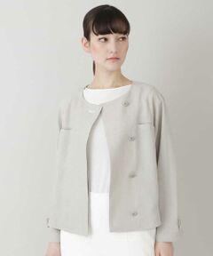 HIROKO KOSHINO / ヒロココシノ ノーカラージャケット | 【日本製】ピンストライプカジュアルジャケット