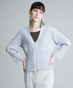 HIROKO KOSHINO / ヒロココシノ カーディガン・ボレロ | ジップリブニットカーディガン