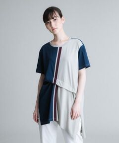 HIROKO KOSHINO / ヒロココシノ カットソー | 【洗濯機で洗える/日本製】配色タックデザインプルオーバー