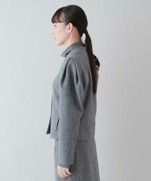 HIROKO KOSHINO / ヒロココシノ ノーカラージャケット | 【日本製】ヘリンボーンデザインジャケット | 詳細2