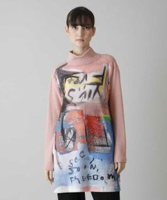 HIROKO KOSHINO / ヒロココシノ チュニック | 【洗濯機で洗える/日本製】グラフィティーダンボールロングTシャツ