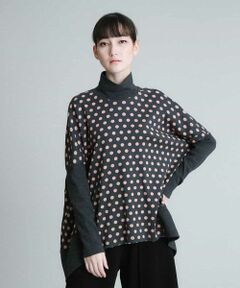 HIROKO KOSHINO / ヒロココシノ ニット・セーター | 【洗える/日本製】リブ切り替えドットデザインプルオーバー
