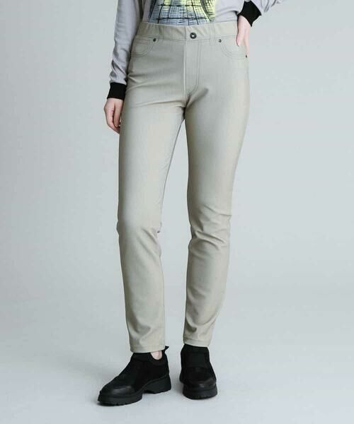 HIROKO KOSHINO / ヒロココシノ チノ・ワークパンツ | 【洗濯機で洗える/日本製】3Dストライプストレッチレギンスパンツ(ベージュ)