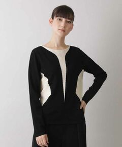 HIROKO KOSHINO / ヒロココシノ ニット・セーター | 【日本製】トロンプルイユ オーバーラップデザインニット