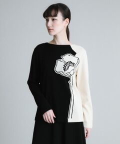 HIROKO KOSHINO / ヒロココシノ ニット・セーター | 【日本製】インターシャフラワーニットプルオーバー