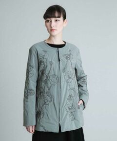 HIROKO KOSHINO / ヒロココシノ その他アウター | 【日本製】フラワー刺繍キルティングショートコート