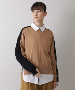 HIROKO KOSHINO / ヒロココシノ ニット・セーター | 【日本製】バイカラーデザインニット