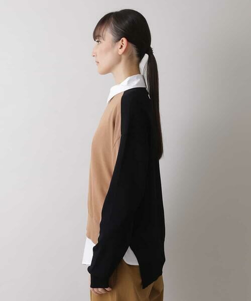 HIROKO KOSHINO / ヒロココシノ ニット・セーター | 【日本製】バイカラーデザインニット | 詳細1