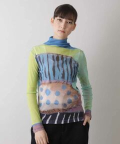 HIROKO KOSHINO / ヒロココシノ カットソー | 【洗濯機で洗える/日本製】アートフルーツチュールトップ