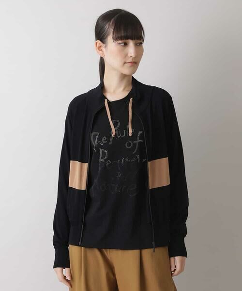 HIROKO KOSHINO / ヒロココシノ カーディガン・ボレロ | 【日本製】バイカラージップアップカーディガン | 詳細1