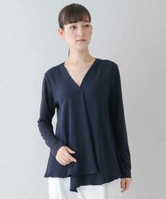 HIROKO KOSHINO / ヒロココシノ カットソー | 【洗える/日本製】タックフレアVネックプルオーバー