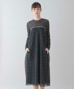 HIROKO KOSHINO / ヒロココシノ ロング・マキシ丈ワンピース | 【洗える/日本製】エアリーチュールドットプリントワンピース