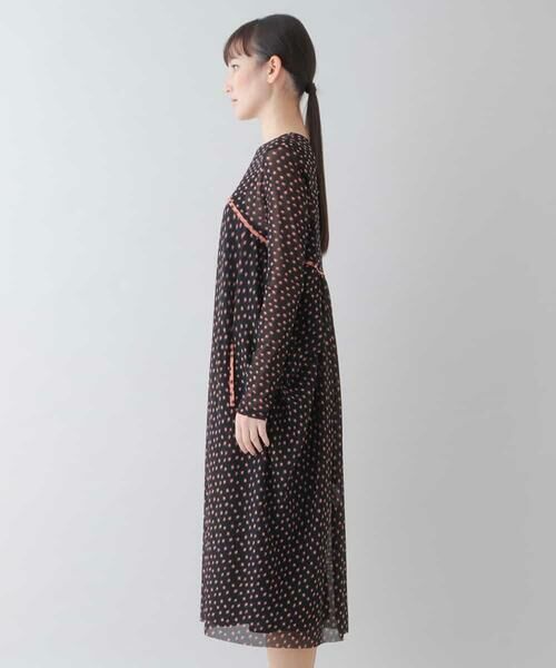 HIROKO KOSHINO / ヒロココシノ ロング・マキシ丈ワンピース | 【洗える/日本製】エアリーチュールドットプリントワンピース | 詳細1