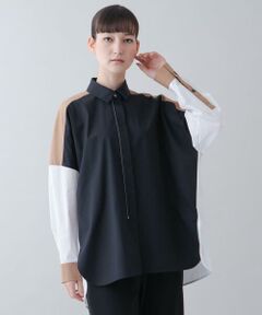HIROKO KOSHINO / ヒロココシノ シャツ・ブラウス | 【洗濯機で洗える】カラーブロックブロードデザインシャツ