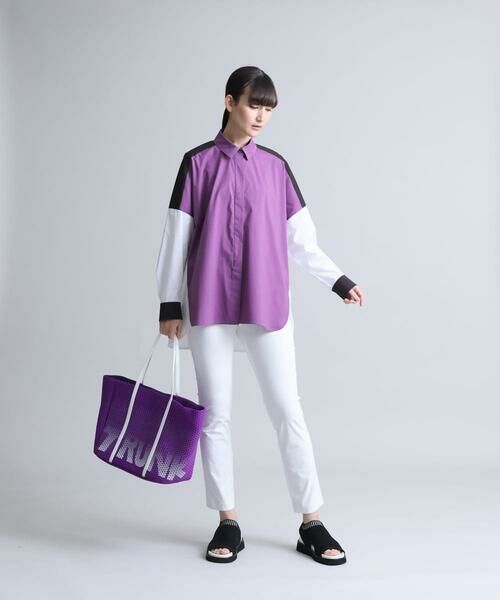 HIROKO KOSHINO / ヒロココシノ シャツ・ブラウス | 【洗濯機で洗える】カラーブロックブロードデザインシャツ | 詳細1
