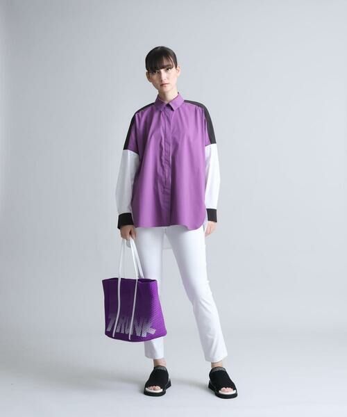 HIROKO KOSHINO / ヒロココシノ シャツ・ブラウス | 【洗濯機で洗える】カラーブロックブロードデザインシャツ | 詳細2