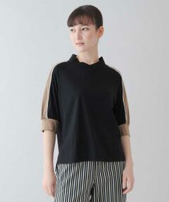 HIROKO KOSHINO / ヒロココシノ カットソー | 【洗濯機で洗える/日本製】パフスリーブ配色デザインプルオーバー