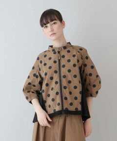 HIROKO KOSHINO / ヒロココシノ シャツ・ブラウス | 【洗濯機で洗える】水玉柄ジップアップタフタブラウス