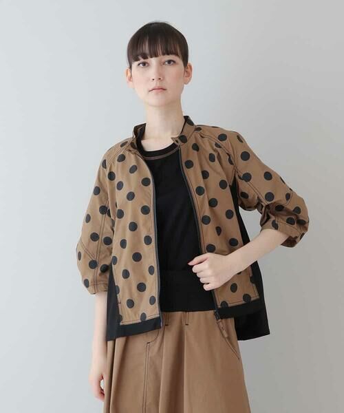 HIROKO KOSHINO / ヒロココシノ シャツ・ブラウス | 【洗濯機で洗える】水玉柄ジップアップタフタブラウス | 詳細1