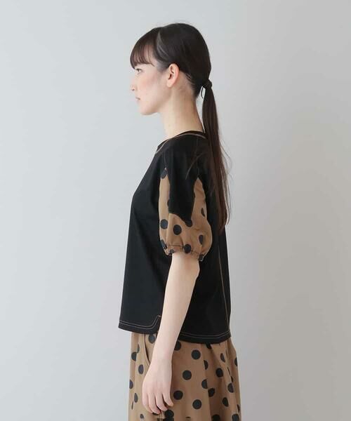 HIROKO KOSHINO / ヒロココシノ カットソー | 【洗濯機で洗える】水玉柄パフスリーブカットソー | 詳細1