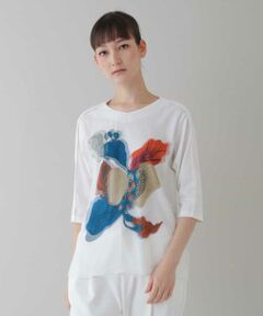 【洗える/日本製】3DアートチュールジョイントTシャツ