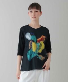 【洗える/日本製】3DアートチュールジョイントTシャツ