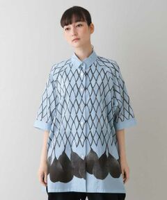 【洗える/日本製】洋梨パネルプリントデザインシャツ