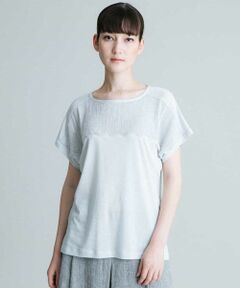 【洗える/日本製】シフォンコード刺繍デザインTシャツ