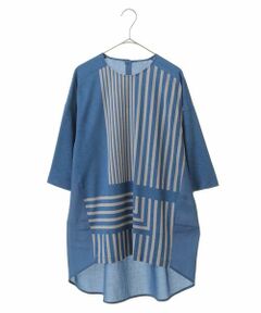 HIROKO KOSHINO / ヒロココシノ チュニック | 【洗える/日本製】布帛ジョイント幾何プリントチュニック
