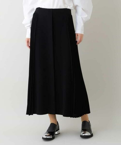 ◆極美品✨ヒロココシノ【9】サイドプリーツ 玉虫色 異素材ドッキング スカート