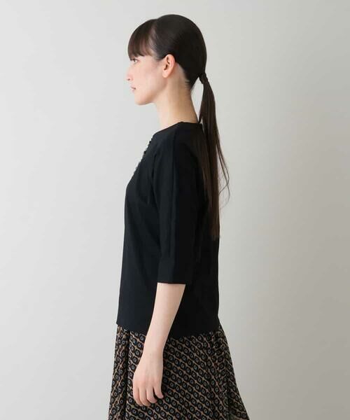 HIROKO KOSHINO / ヒロココシノ カットソー | 【洗える/日本製】ブレード刺繍デザインTシャツ | 詳細1