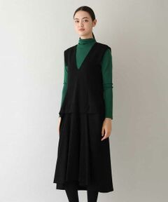 【日本製/洗える】タックフレアデザインジャンパースカート