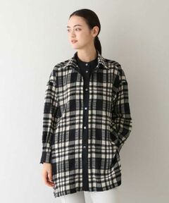 先染めチェックロングシャツ