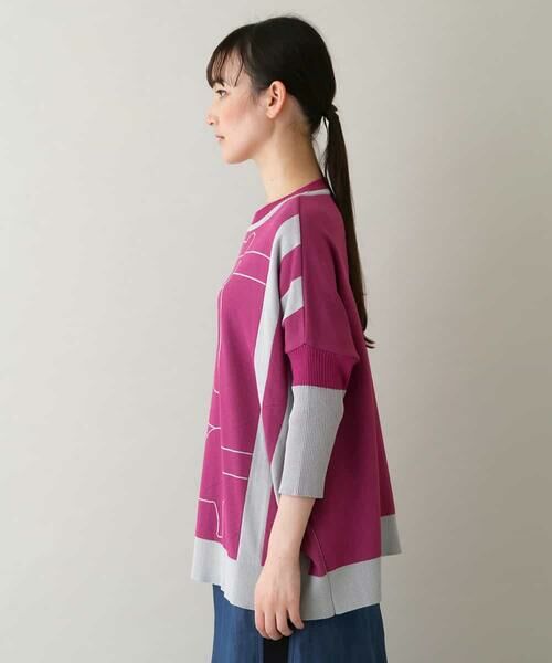 HIROKO KOSHINO / ヒロココシノ ニット・セーター | 【日本製/洗える】ラインドローイングニットプルオーバー | 詳細1