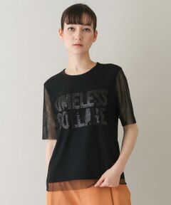 HIROKO KOSHINO / ヒロココシノ カットソー | 【日本製/洗える】スパンコールロゴメッシュカットソー