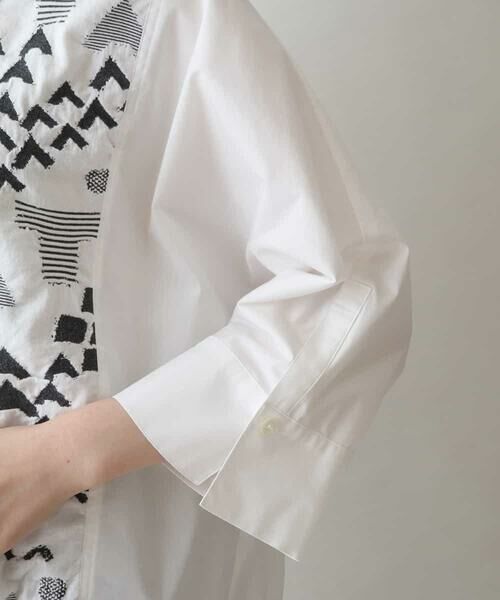 HIROKO KOSHINO / ヒロココシノ シャツ・ブラウス | 幾何学ロゴジャカードジョイントデザインシャツ/日本製/洗える | 詳細4