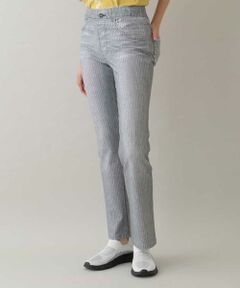 HIROKO KOSHINO / ヒロココシノ チノ・ワークパンツ | ストライプデニム３Dストレートパンツ/日本製 /洗える