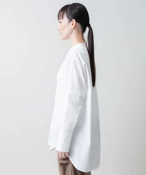 HIROKO KOSHINO / ヒロココシノ シャツ・ブラウス | ピンタックアクセントバンドカラーシャツ /日本製/洗える | 詳細1