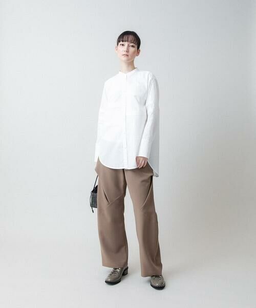 HIROKO KOSHINO / ヒロココシノ シャツ・ブラウス | ピンタックアクセントバンドカラーシャツ /日本製/洗える | 詳細8