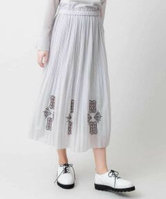 HIROKO KOSHINO / ヒロココシノ ロング・マキシ丈スカート | モチーフ刺繍プリーツスカート /洗える