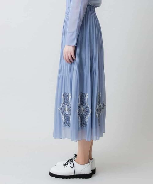HIROKO KOSHINO / ヒロココシノ ロング・マキシ丈スカート | モチーフ刺繍プリーツスカート /洗える | 詳細2