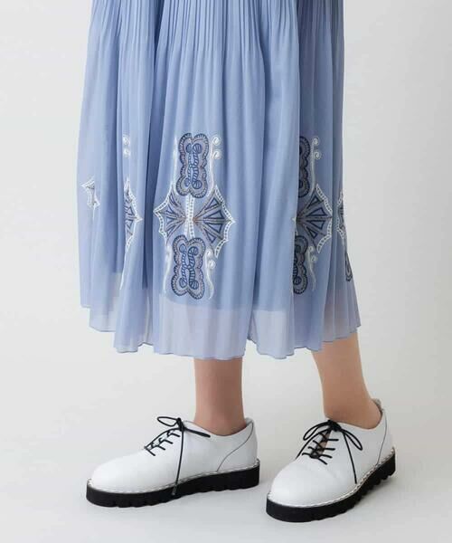 HIROKO KOSHINO / ヒロココシノ ロング・マキシ丈スカート | モチーフ刺繍プリーツスカート /洗える | 詳細5
