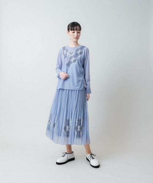 HIROKO KOSHINO / ヒロココシノ ロング・マキシ丈スカート | モチーフ刺繍プリーツスカート /洗える | 詳細8