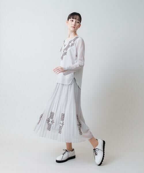HIROKO KOSHINO / ヒロココシノ ロング・マキシ丈スカート | モチーフ刺繍プリーツスカート /洗える | 詳細9