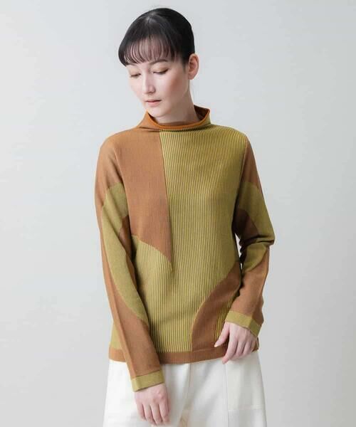 HIROKO KOSHINO/ヒロココシノ サークルモチーフニットプルオーバー イエロー M HIROKO KOSHINO/ヒロココシノ サークルモチーフニットプルオーバー イエロー M