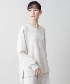HIROKO KOSHINO / ヒロココシノ 幾何ドット柄ドロストアレンジカットソー /日本製/洗濯機で洗える 幾何ドット柄ドロストアレンジカットソー /日本製/洗濯機で