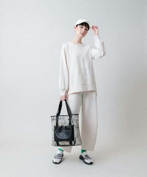 HIROKO KOSHINO / ヒロココシノ カットソー | エンボスロゴダンボールニットプルオーバー /洗える | 詳細10