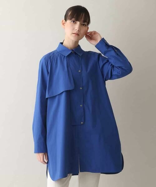 HIROKO KOSHINO/ヒロココシノ ストレッチバイオシャツ /洗える ブルー L HIROKO KOSHINO/ヒロココシノ ストレッチバイオシャツ /洗える ブルー L